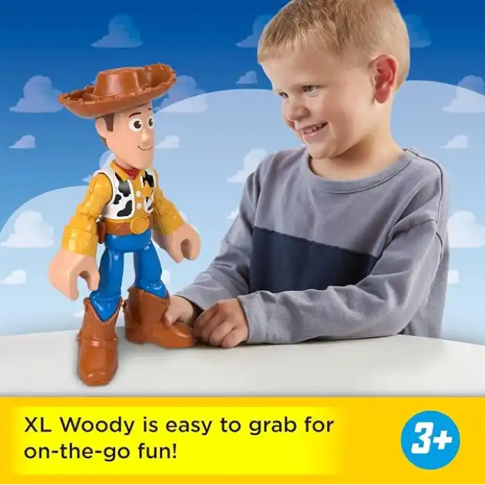 Disney ve Pixar Oyuncak Hikayesinden ilham alan, filmdeki klasik görünüme sahip 24 cmlik bükülebilen eklemli Imaginext XL Woody aksiyon figürü, JMD33