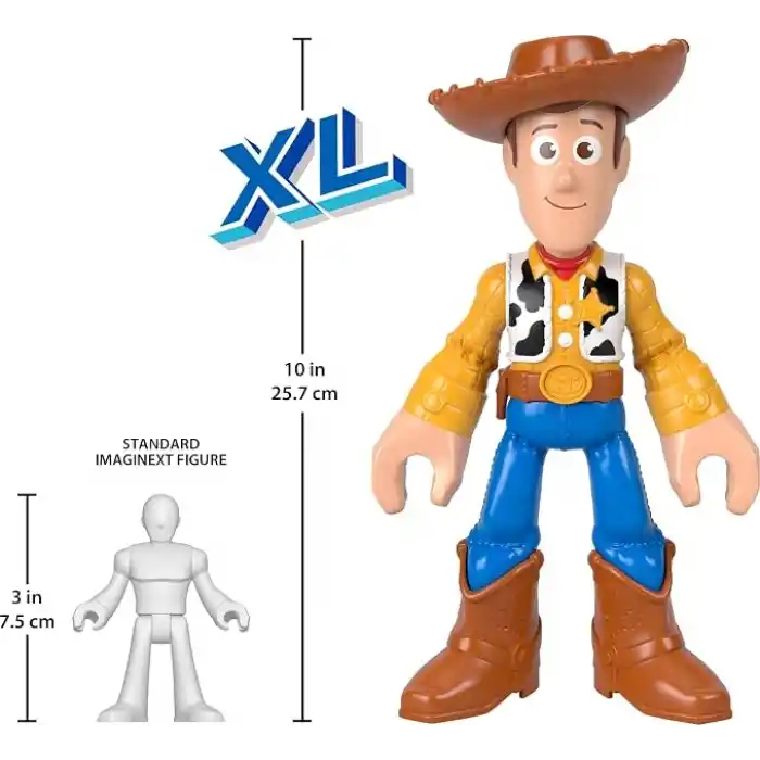 Disney ve Pixar Oyuncak Hikayesinden ilham alan, filmdeki klasik görünüme sahip 24 cmlik bükülebilen eklemli Imaginext XL Woody aksiyon figürü, JMD33