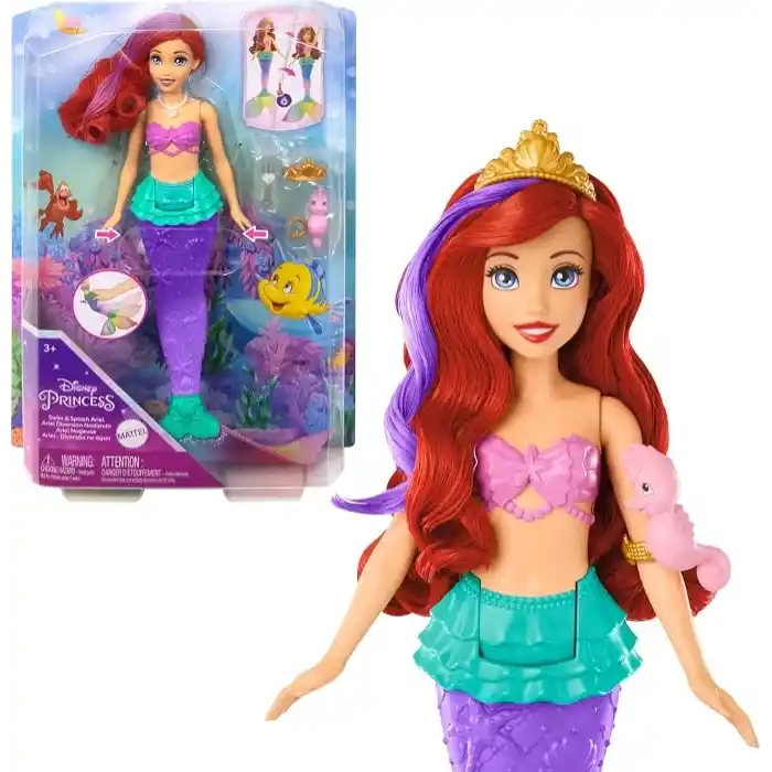 Mattel Disney Prensesi Yüzen ve Renk Değiştiren Ariel Bebek Disney prensesi oyuncakları, yüzen deniz kızı Ariel bebek HPD43
