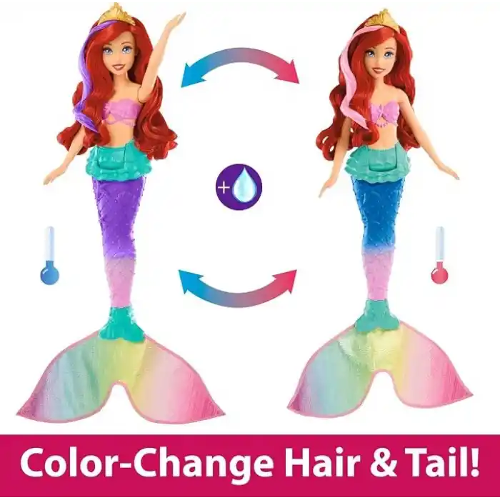 Mattel Disney Prensesi Yüzen ve Renk Değiştiren Ariel Bebek Disney prensesi oyuncakları, yüzen deniz kızı Ariel bebek HPD43