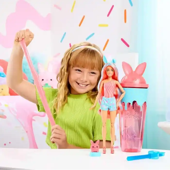 Barbie Pop Reveal™ Mikshake Serisi - Pembe Barbie Pop Reveal Shakes Serisi bebek ve aksesuar seti, kokulu ve sevimli kedicik temalı bebek JCN87