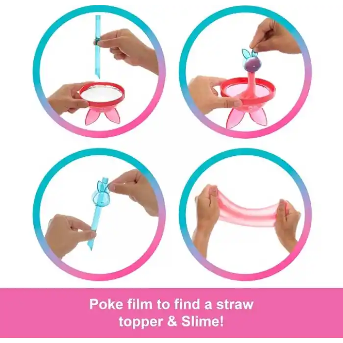 Barbie Pop Reveal™ Mikshake Serisi - Pembe Barbie Pop Reveal Shakes Serisi bebek ve aksesuar seti, kokulu ve sevimli kedicik temalı bebek JCN87
