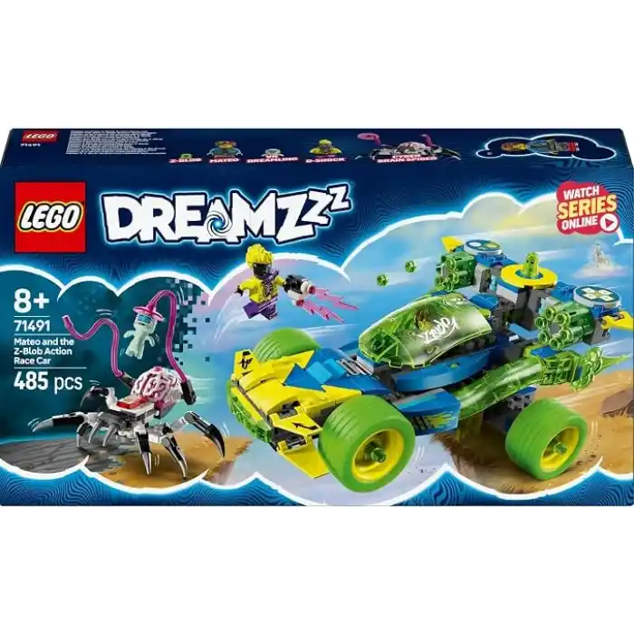 LEGO DREAMZzz Mateo ve Z-Blob Aksiyon Yarış Arabası 71491-8 Yaş ve Üzeri Kız ve Erkek Çocukları için Yaratıcı Oyuncak Araç Yapım Seti, Doğum Günü Hediyesi (485 Parça)