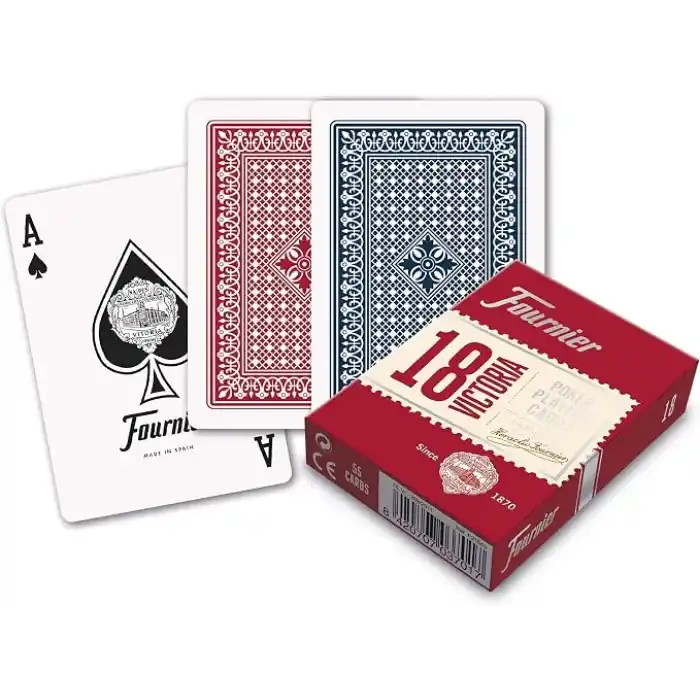 Fournier Poker Oyun Kartları Nº 18, Standart Endeks, Kırmızı veya Mavi