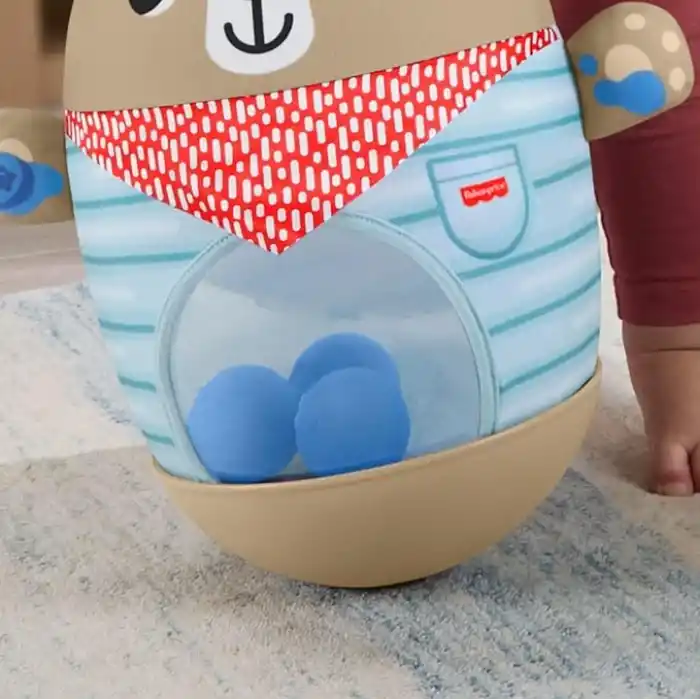 Fisher-Price Kamp Zamanı Hacıyatmaz Ayıcık, 6 aylık ve daha büyük bebekler için kaba motor becerilerini geliştiren oyuncak, JLB83