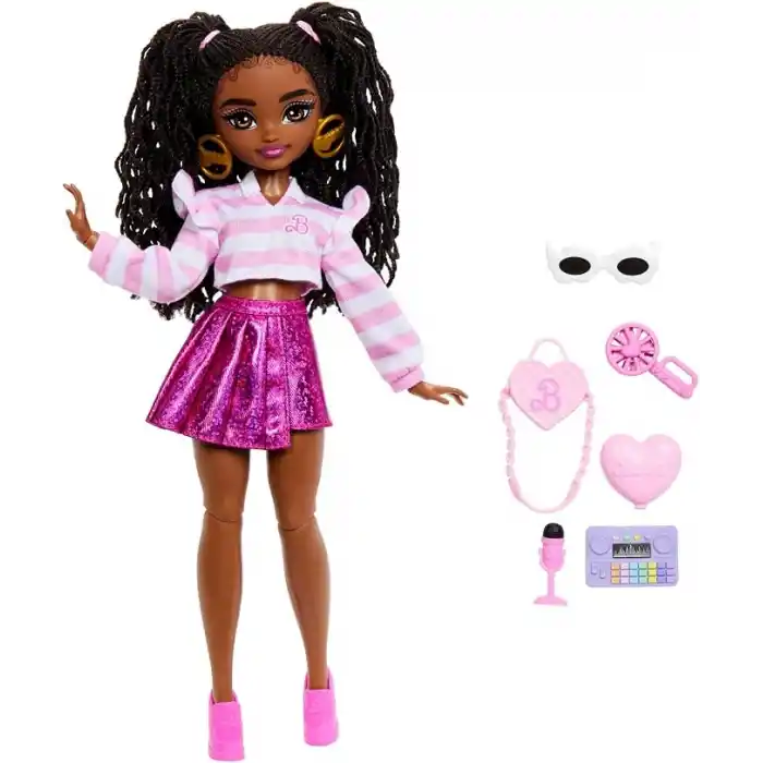 Kahverengi saçlı ve eklemleri bükülebilen Barbie Dream Besties Brooklyn bebek ve aksesuarları, dans temalı oyuncaklar, JKP51