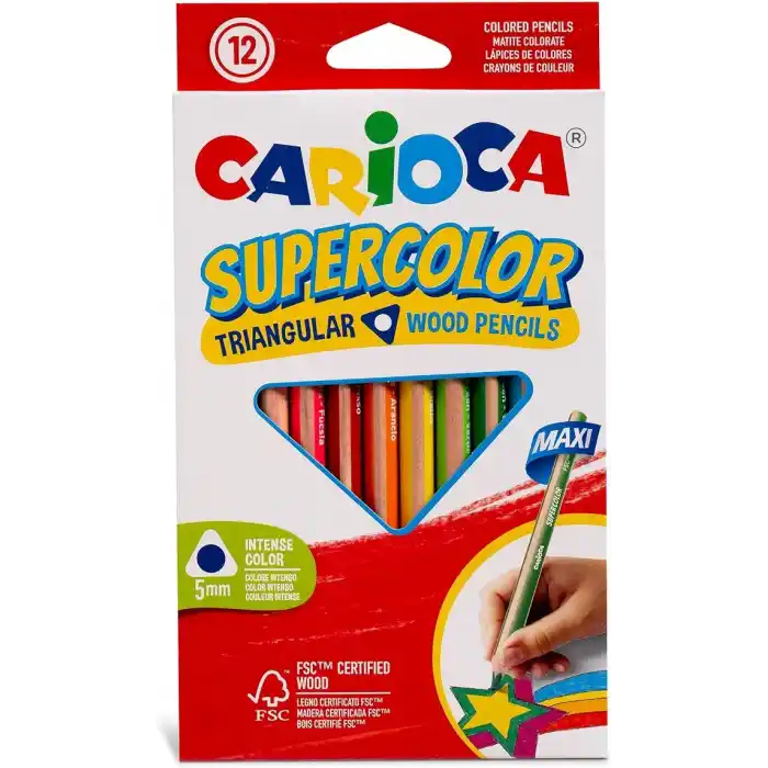 Carioca Supercolor Maxi Üçgen Kuru Boya Kalemi 12Li