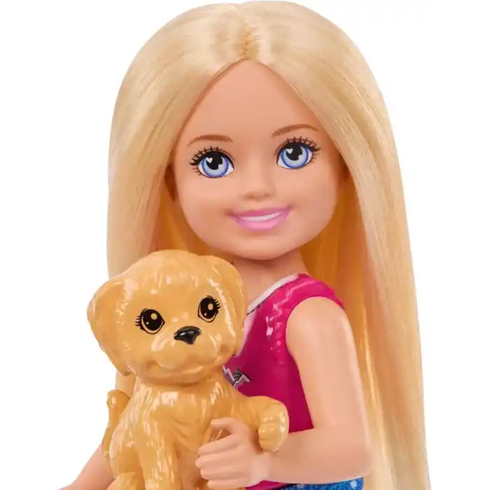 Barbie Chelsea Aile ve Dostlar Doğa Maceraları oyun seti, küçük sarışın bebek, oyuncak köpekçik ve 5ten fazla kamp aksesuarı, JJV61