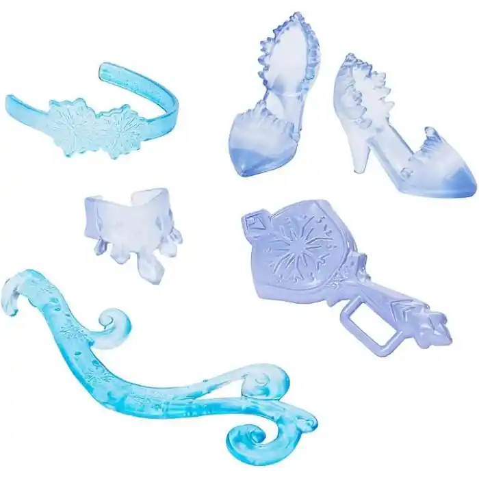 Disney filminden ilham alan Mattel Disney Karlar Ülkesi Eğlenceli Sürprizler Elsa bebek seti, 5 aksesuar, 5 çıkartma ve 1 oyun alanı içeren 11 sürpriz, JBG59