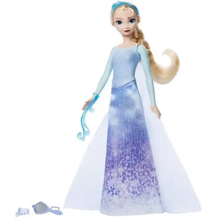 Disney filminden ilham alan Mattel Disney Karlar Ülkesi Eğlenceli Sürprizler Elsa bebek seti, 5 aksesuar, 5 çıkartma ve 1 oyun alanı içeren 11 sürpriz, JBG59