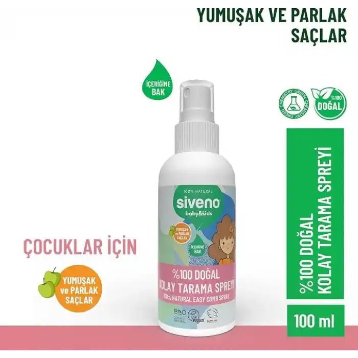Siveno%100 Doğal Kolay Tarama Spreyi Çocuklar İçin Nemlendirici Hindistan Cevizi Yağlı 100 ml