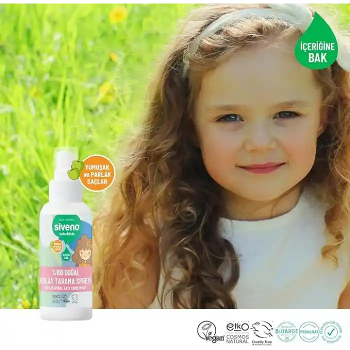 Siveno%100 Doğal Kolay Tarama Spreyi Çocuklar İçin Nemlendirici Hindistan Cevizi Yağlı 100 ml