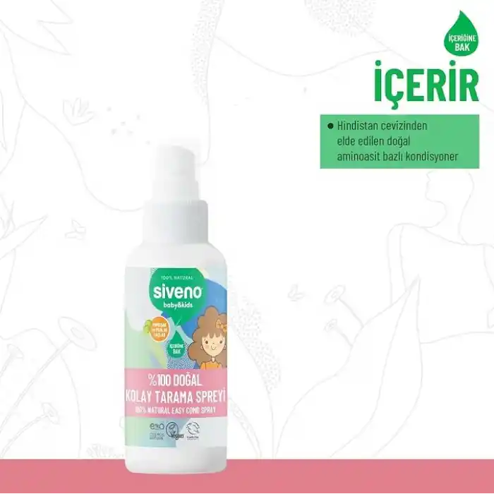 Siveno%100 Doğal Kolay Tarama Spreyi Çocuklar İçin Nemlendirici Hindistan Cevizi Yağlı 100 ml