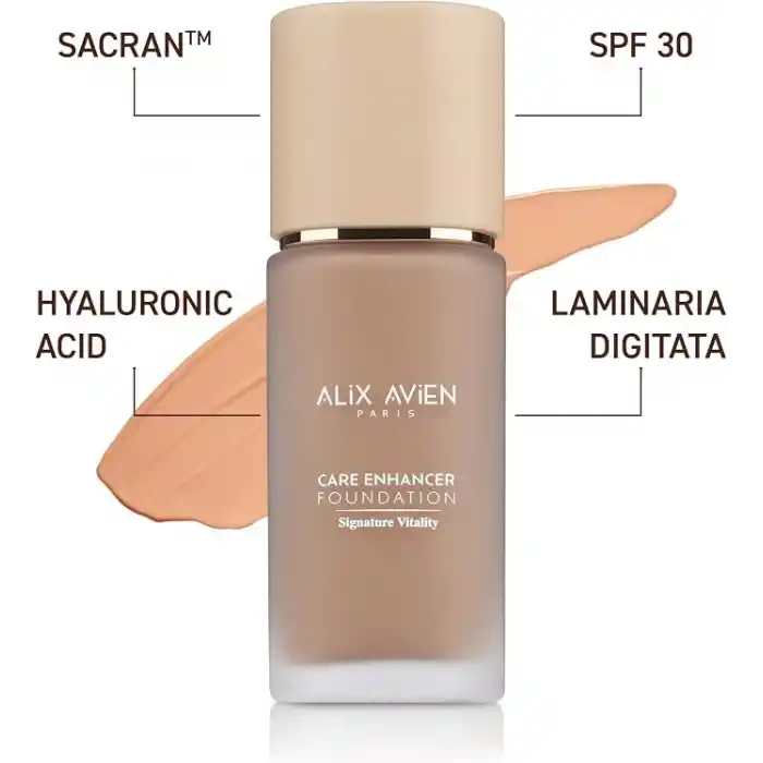 Alix Avien Kırışıklık Karşıtı Nemlendirici SPF30 Parlak Bitişli Fondöten Care Enhancer 818 Golden Honey