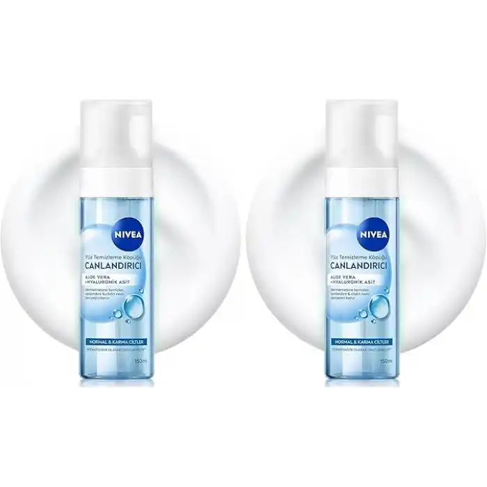 NIVEA Yüz Yıkama Köpüğü Canlandırıcı, Normal Ciltler 150 ml, Derinlemesine Yüz Temizleme, Saf Su, Lotus Çiçeği 2li paket