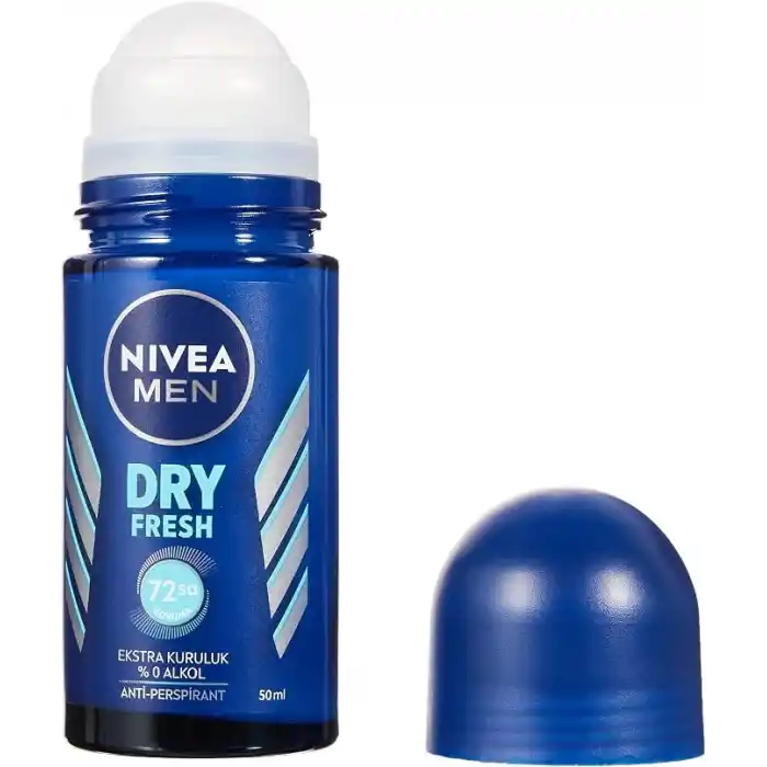 NIVEA Men Erkek Roll On Deodorant Dry Fresh 72 Saat Anti-Perspirant Koruma, Ekstra Kuruluk, 50 ml