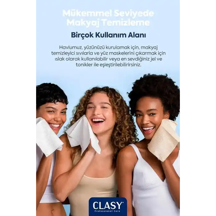 CLASYCARE Clean Towels XL – 50’li Tek Kullanımlık Yüz Havlusu | Ultra Yumuşak, Hijyenik Cilt Bakım ve Makyaj Temizleme Bezi | Hassas Ciltler İçin Dayanıklı ve Seyahat Dostu Bezler