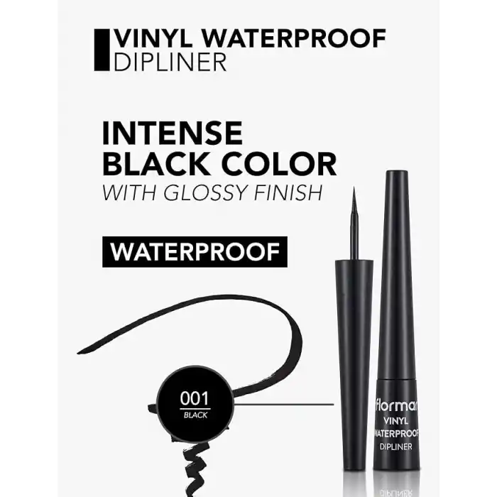 Flormar Suya Dayanıklı Parlak Dipliner (SİYAH) - Waterproof Dipliner - 001 Black - 8690604536498