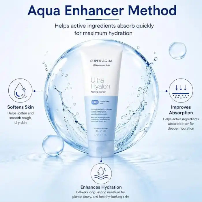 MISSHA 10 Çeşit Hyalüronik Asit İçeren Makyaj Temizleme Köpüğü200ml Super Aqua Ultra Hyalron Cleansing Foam