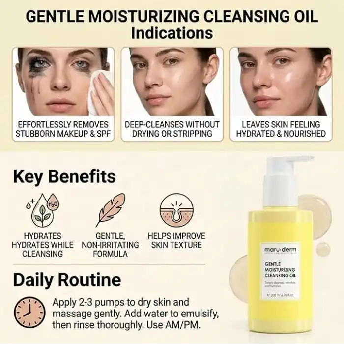 Maruderm Yağ Bazlı Temizleyici – Yüz ve Vücut İçin Nem Destekli Temizleme Yağı, Bitkisel Özütlerle, 200 ML