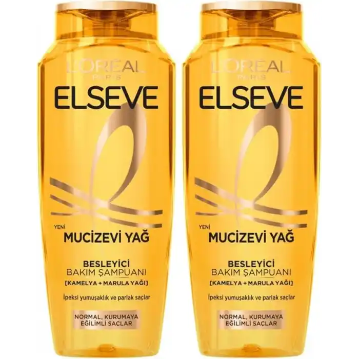 LOreal Paris Elseve Mucizevi Yağ Besleyici Bakım Şampuanı 300 ml (2 paketi)