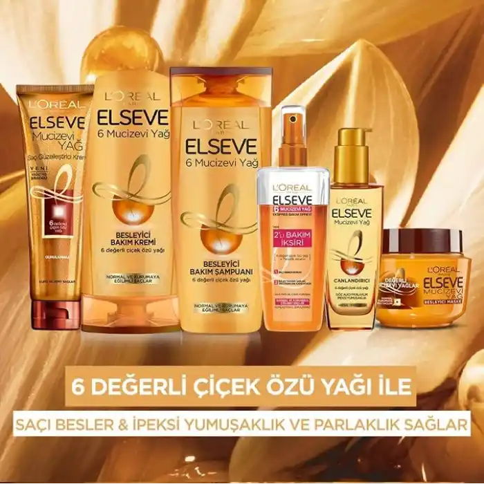 LOreal Paris Elseve Mucizevi Yağ Besleyici Bakım Şampuanı 300 ml (2 paketi)