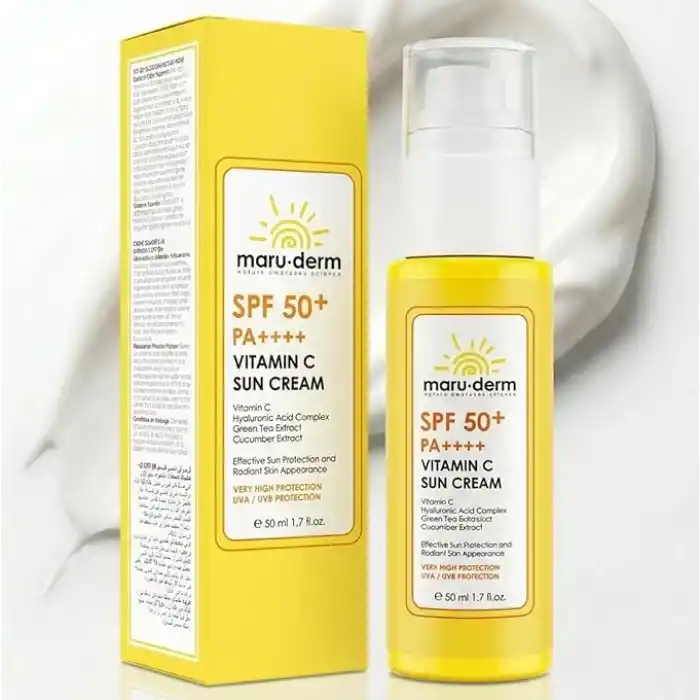 Maruderm SPF 50+ C Vitaminli Güneş Kremi – Aydınlatıcı ve Nemlendirici Geniş Spektrum Güneş Koruyucu, Hyaluronik Asit & Seramid ile, 50 ML