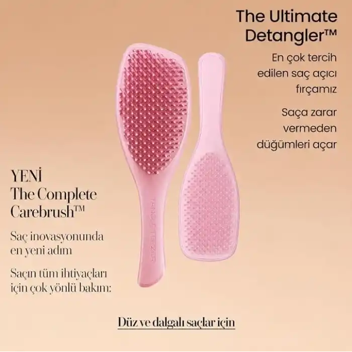 Tangle Teezer Complete Carebrush Fine Saç Bakım Fırçası Düz ve Dalgalı Saçlar İçin Düğümleri Nazikçe Açar, Saç Derisine Masaj Yapar Pembe