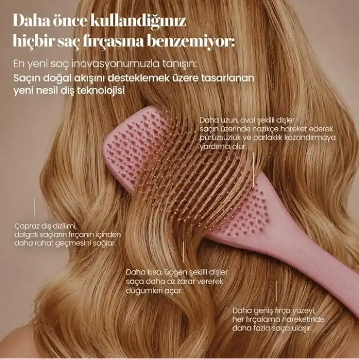 Tangle Teezer Complete Carebrush Fine Saç Bakım Fırçası Düz ve Dalgalı Saçlar İçin Düğümleri Nazikçe Açar, Saç Derisine Masaj Yapar Pembe