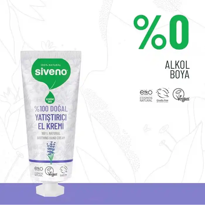 Siveno%100 Doğal El ve Vücut Kremi Lavanta Cilt Yatıştırıcı Onarıcı Yoğun Nemlendirici Vegan 30 ml