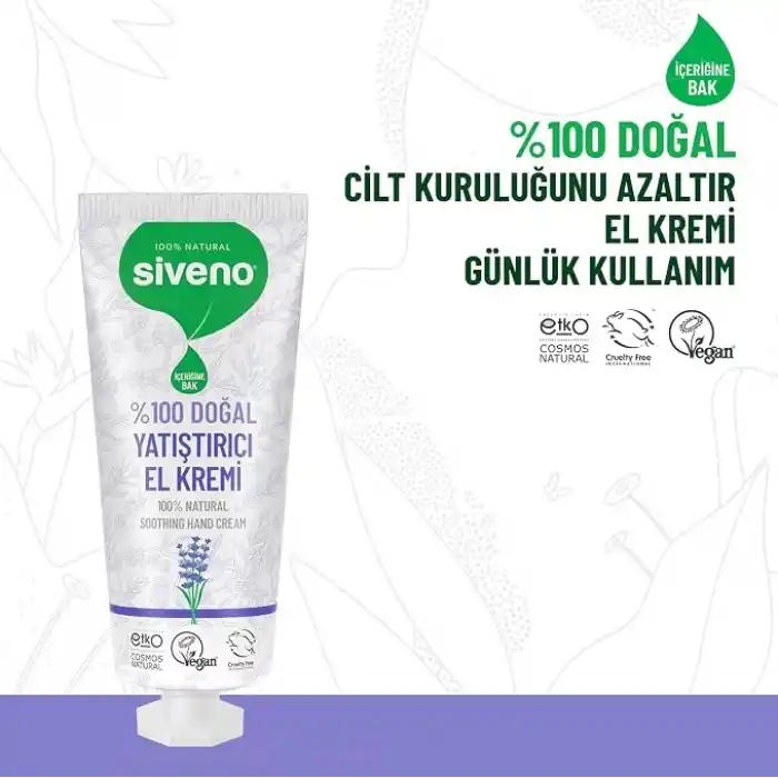 Siveno%100 Doğal El ve Vücut Kremi Lavanta Cilt Yatıştırıcı Onarıcı Yoğun Nemlendirici Vegan 30 ml