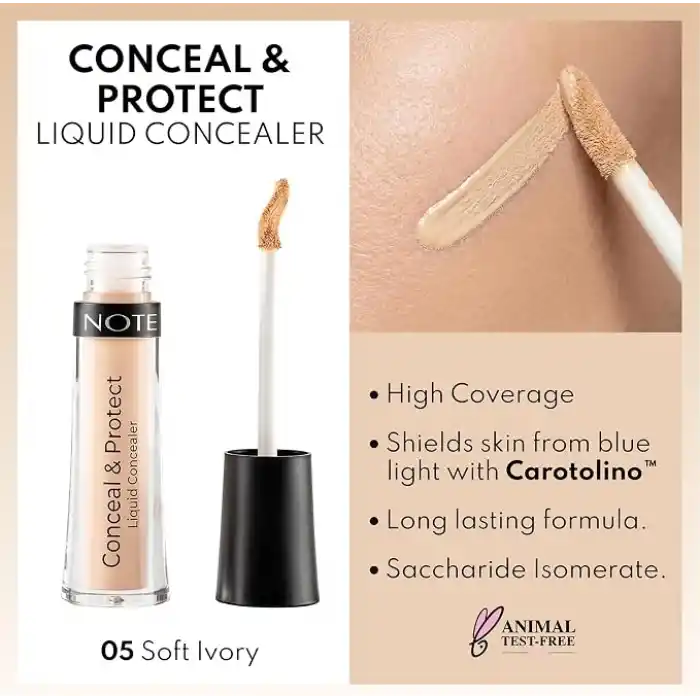 Note Cosmetics Note Cosmetics Conceal & Protect Likit Concealer - 05, Soft Ivory