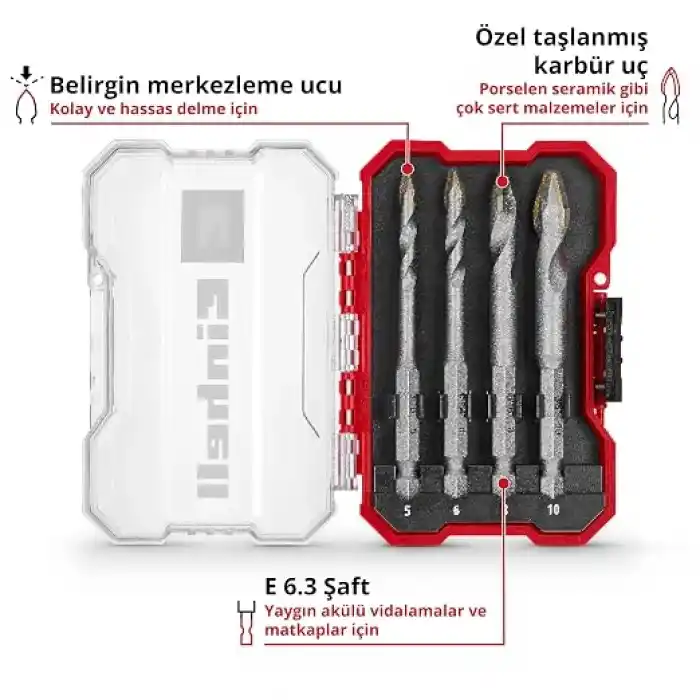 Einhell Orijinal XS-CASE 4 Parça HM Fayans Matkap Ucu Seti 49051404