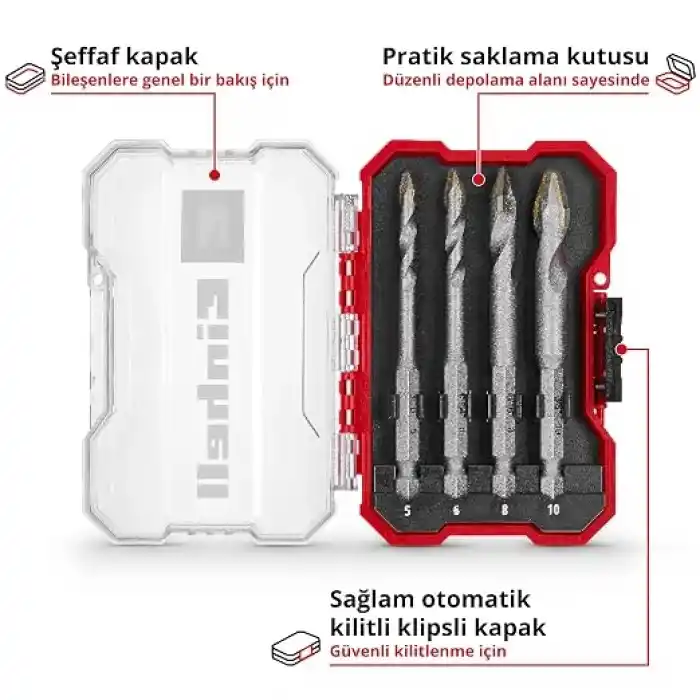 Einhell Orijinal XS-CASE 4 Parça HM Fayans Matkap Ucu Seti 49051404