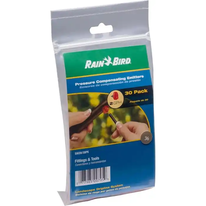 Rain Bird SW20-30PS Drip Irrigation Spot Watering Dripper/Emitter, 2 Gallon Per Hour, 30-Pack