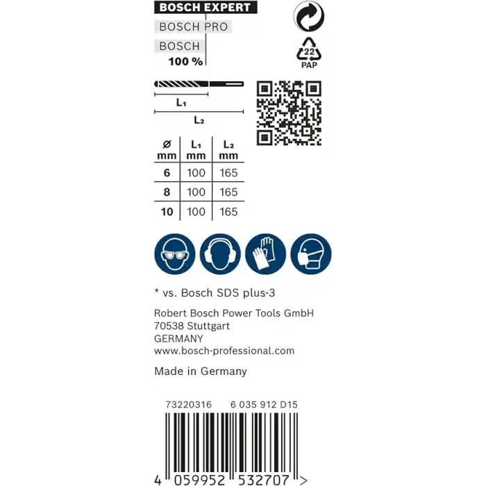 Bosch Professional 3 parça Expert SDS plus-7X Kırıcı Delici Delme Uçları (Yumuşak taş, Sert taş, Beton, Donatılı beton, Beton bina bloku, Ø 6-10 mm, Aksesuar Kırıcı Delici)