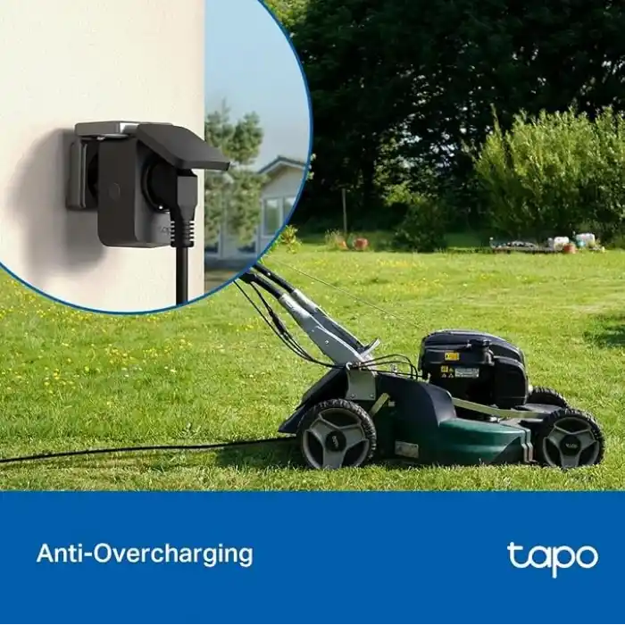 TP-Link Tapo P410M Akıllı Dış Mekan Wi-Fi Priz, Matter Sertifikalı, IP54 Su Sıçramasına Dayanıklı, V-0 Alev Geciktirici Malzeme, 16A, 2.4 GHz