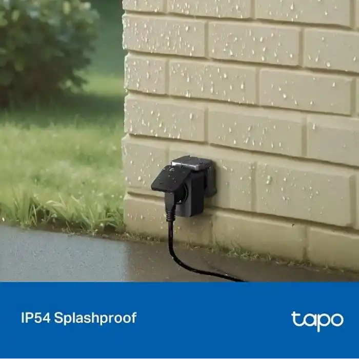 TP-Link Tapo P410M Akıllı Dış Mekan Wi-Fi Priz, Matter Sertifikalı, IP54 Su Sıçramasına Dayanıklı, V-0 Alev Geciktirici Malzeme, 16A, 2.4 GHz