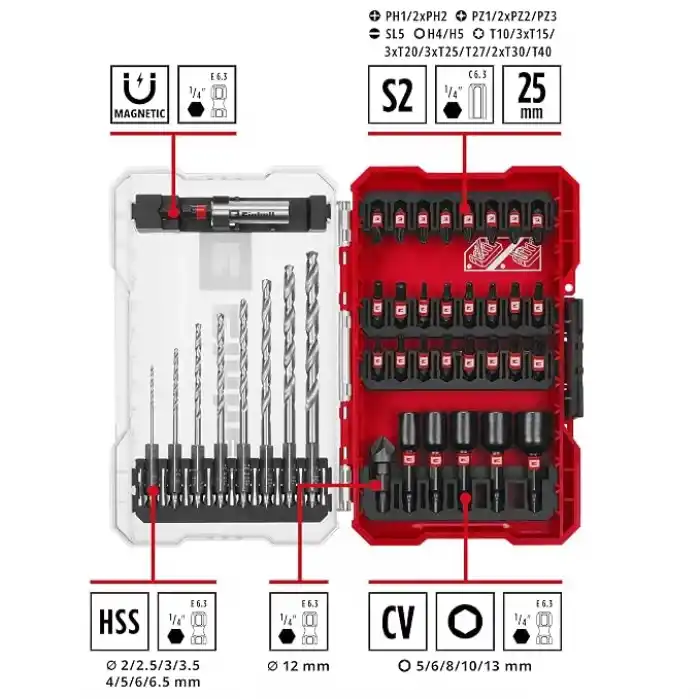 Einhell Orijinal M-CASE 39 Parça Darbeli Aksesuar Seti 49108773
