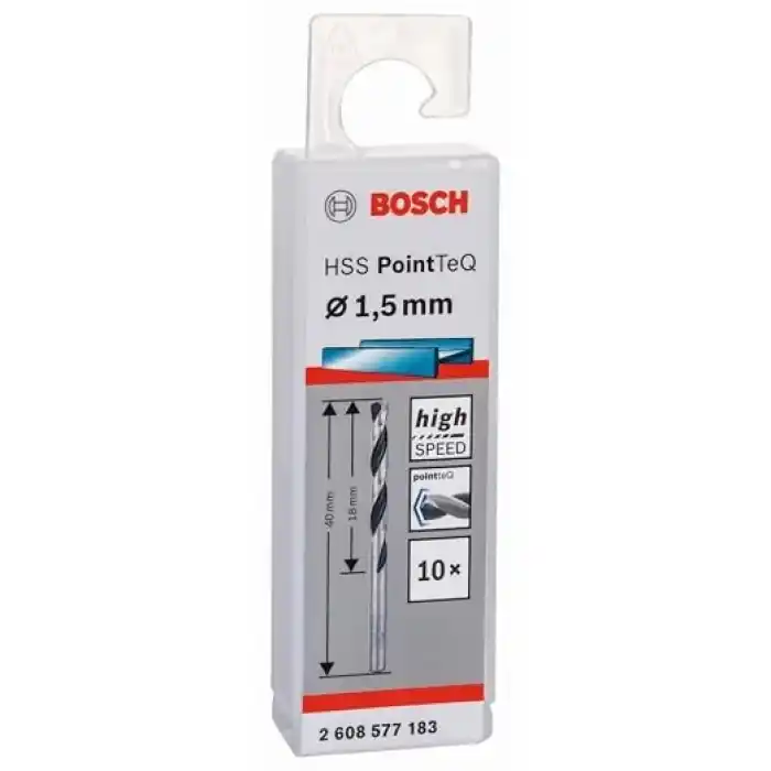 Bosch Professional 10 adet HSS spiral matkap ucu PointTeQ (metal için, 1,5 x 18 x 40 mm, matkap aksesuarı)