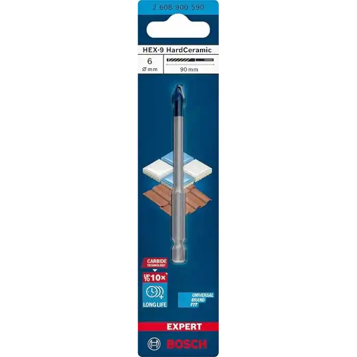 Bosch Professional 1x Expert HEX-9-HardCeramic Matkap Ucu (Sert fayanslar, Ø 6 mm, Aksesuar Döner Matkap/Vidalamalar)