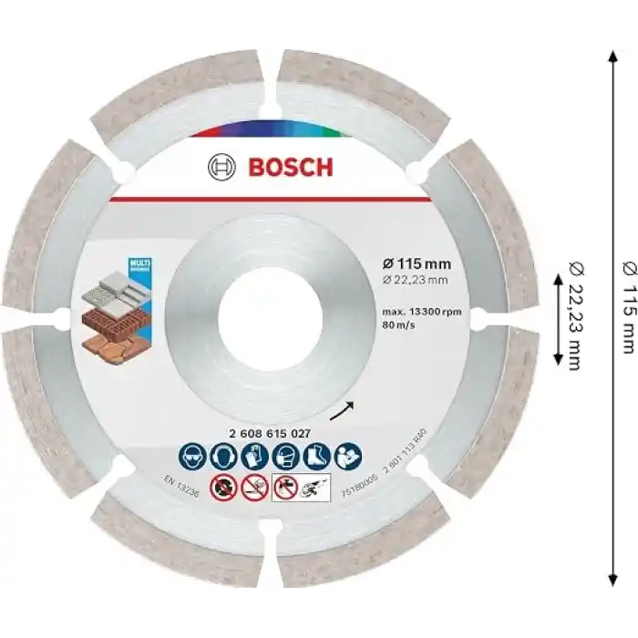 Bosch Professional Eco for Universal Segmanlı Elmas Kesme Diski, Küçük Avuç Taşlama Makineleri için