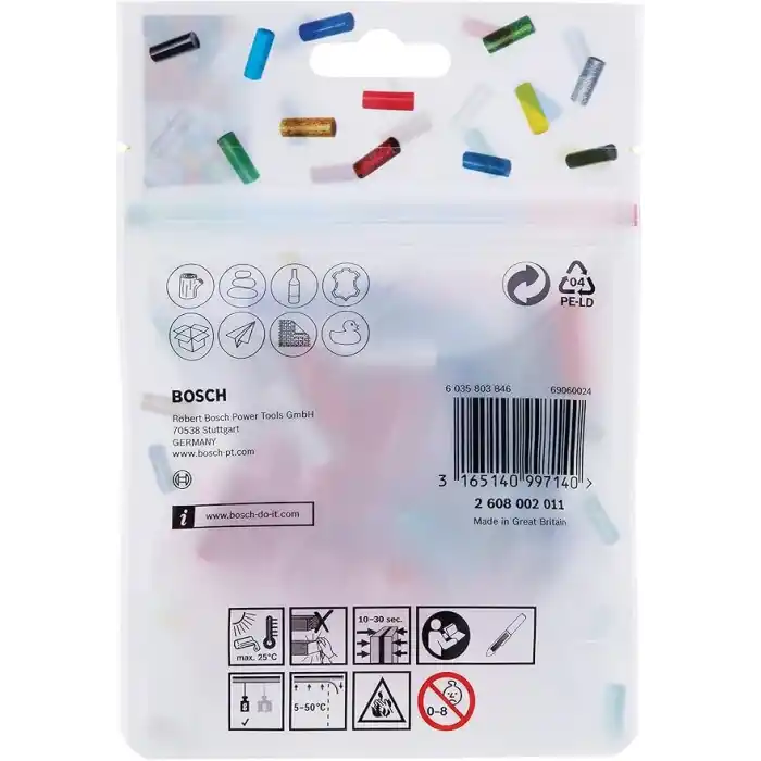 Bosch - Gluey Tutkal Çubuğu - Renkli (70li Paket), (renkli tutkal çubukları, sıcak tutkal kalemi Gluey aksesuarı)