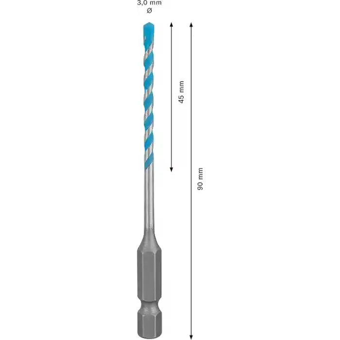 Bosch Professional 1x EXPERT HEX-9 MultiConstruction Delme Uçları (Beton, Yumuşak döşemeler, Çelik, Yumuşak ahşap, Plastik, Ø 3,00x90 mm, Aksesuar Döner Matkap/Vidalamalar)