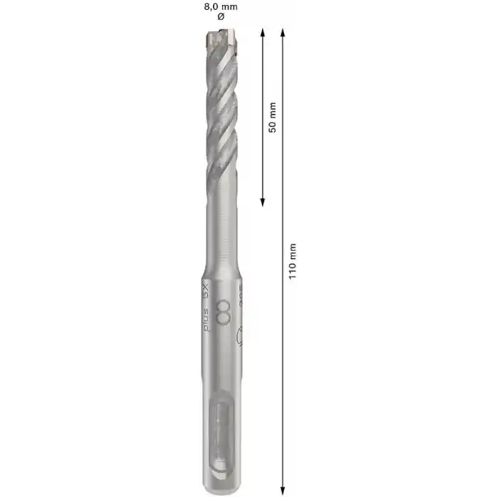 Bosch 1x PRO SDS plus-5X Kırıcı Delici Delme Ucu (Donatılı Beton, Beton, Ø 8,00 mm, Professional Aksesuar Kırıcı Delici)