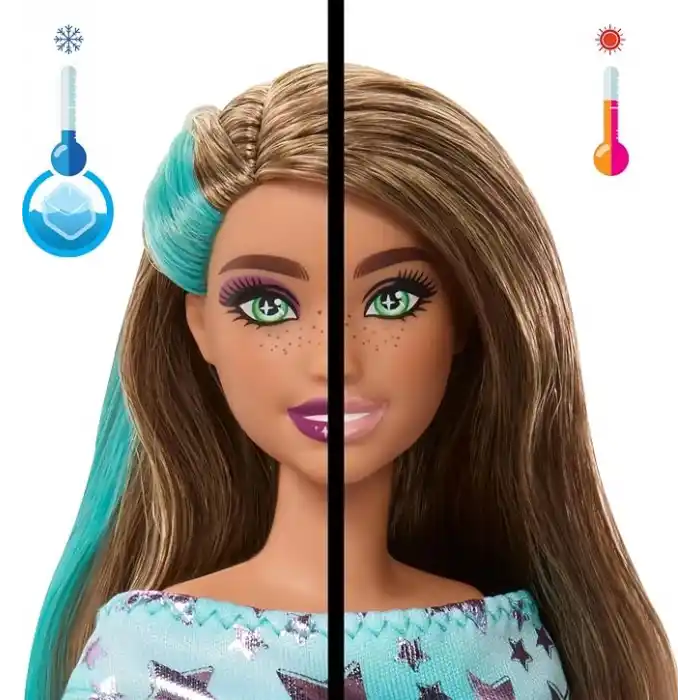 Barbie Parti Paketi bebek ve aksesuarlar, Minik Dostumun Doğum Günü serisi Parti Yıldızları seti ve renk değişimi ile pasta süsleme etkinliği dahil 10 sürpriz, JFG72