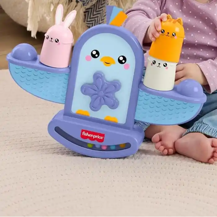 6 ay ve üzeri bebekler için duyusal gelişime yardımcı özelliklere sahip üst üste dizme oyuncağı, gelişime yardımcı oyunlar, Fisher-Price Çıngıraklı Minik Kuş, JLG00