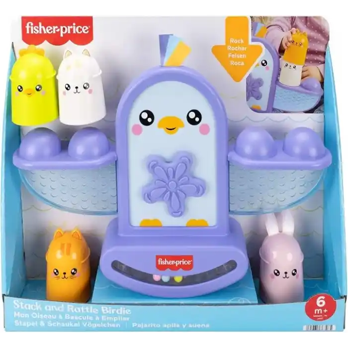 6 ay ve üzeri bebekler için duyusal gelişime yardımcı özelliklere sahip üst üste dizme oyuncağı, gelişime yardımcı oyunlar, Fisher-Price Çıngıraklı Minik Kuş, JLG00