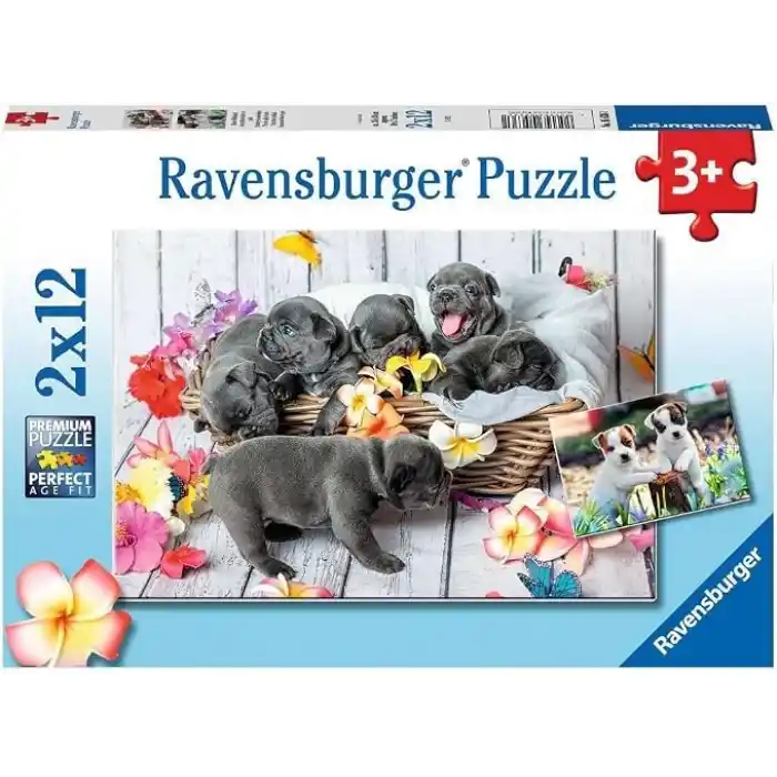 Ravensburger, 2x12p Puzzle Yavru Köpekler, Çocuk Puzzle