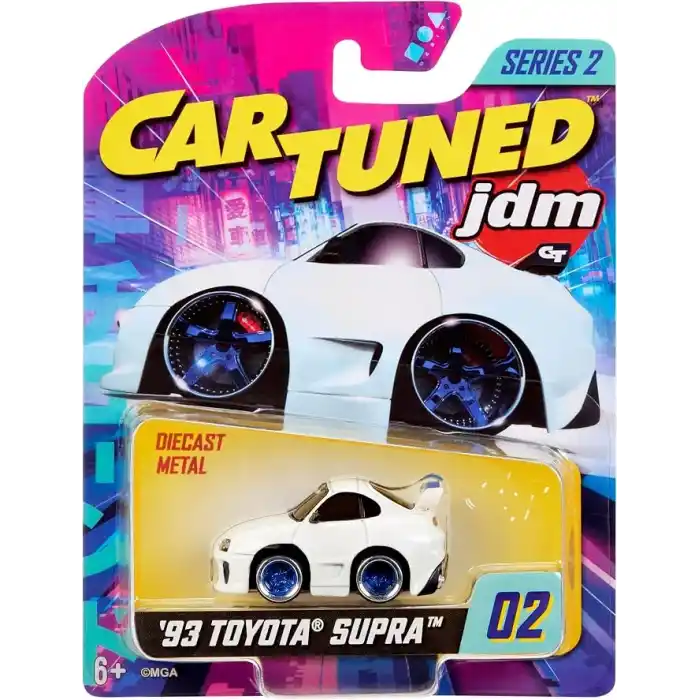 MGAE CarTuned JDM Seri 2 1993 Toyota Supra A90 Diecast Koleksiyon Arabası, Beyaz, Metal Gövde